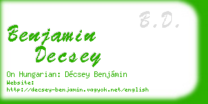 benjamin decsey business card
