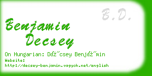benjamin decsey business card